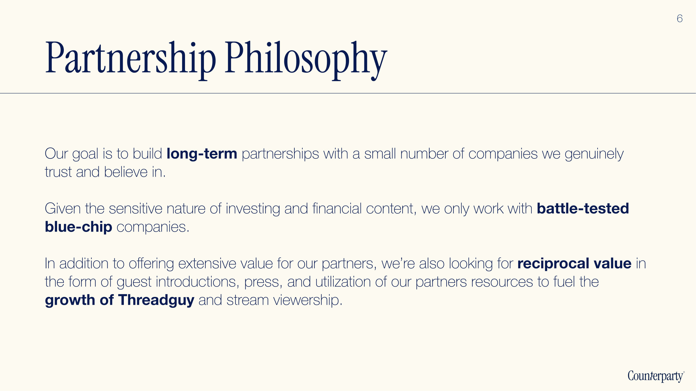 Partnership Philosophy